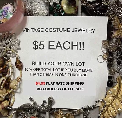 Vintage Jewelry Make Your Own Lot Mcm Estate Rhinestone Signed 10% Extra Off 2 + • $3
