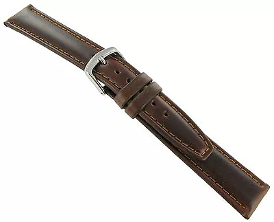 20mm Hadley Roma Oil-Tan Genuine Leather Padded Brown Watch Band MS881 Long • $23.95