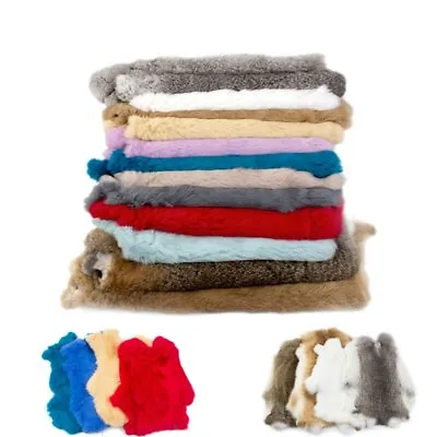 Dyed Real Rabbit Skin DIY Apparel Sewing Fabric Fluffy Leather Fur Home Decor • $9.49