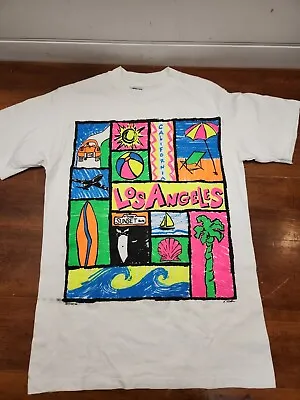 £37.81 • Buy Vintage 1980s Los Angeles LA Haynes Single Stitch T Shirt Fluro. NOS