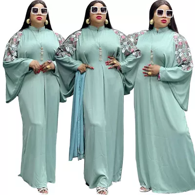 Ramadan Women Kaftan Oversize Muslim Dress With Scarf African Moroccan Dubai Set • $41.06