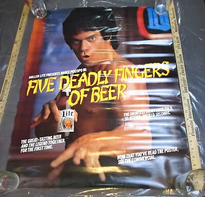 1980s Miller Lite Beer BRUCE PISCOPO Five Deadly Fingers Poster 24X30  Lee Vtg • $24.99