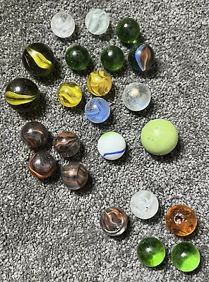 Vintage Large Marble Collection Of 23 Shooter Marbles Great Variety In One Lot! • $0.01