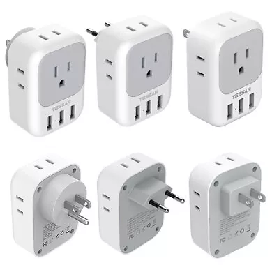 7 In 1 Travel Plug Adapter With 4 Outlets 3 USB Charger For Cruise Ship • $17.49