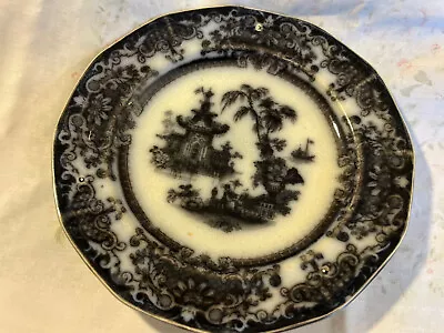 PW & C Ironstone Plate “Corean” 8 3/4” Mulberry? Hint Of Blue/black Transferware • $29.99