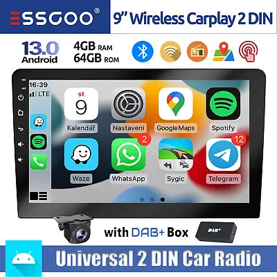 DAB+ 9 Inch Android 13.0 CarPlay Car Stereo Radio 2 DIN FM GPS Head Unit +Camera • £112.39