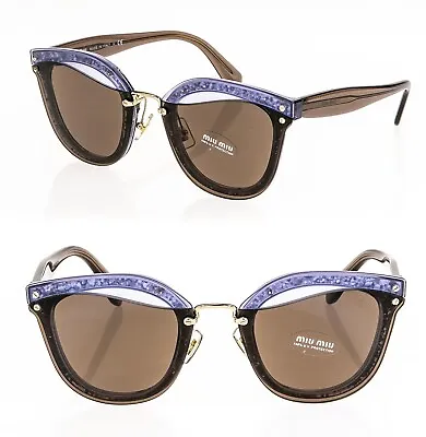 MIU MIU REVEAL EVOLUTION GLITTER 03T Transparent Blue Brown Sunglasses MU03TS • $185.04