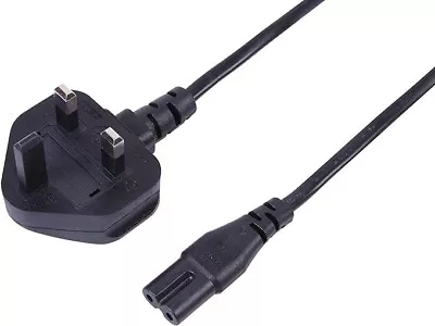 Pl15831 5 M UK 3 Pin Cord IEC C7 Figure 8 Mains Power Charger Cable - Black • £4.63