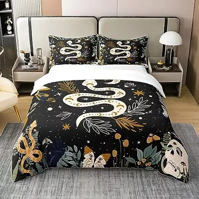 100% Organic Cotton Snake Duvet CoverSun And Moon Bedding Set QueenMoth Sug... • $103.83