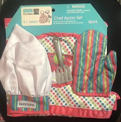 My First Kenmore 4 Pc Chef Apron Set ~ Little Girls Chef Role Play Costume New • $15