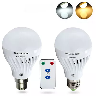 7W B22/E27 LED Rechargeable Emergency Bulb Light Flashlight With Remote Control • $26.49