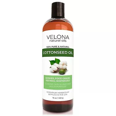 Cottonseed Oil By Velona - 16 Oz Refined Cold Pressed | Cooking Dressing Skin • $13.84