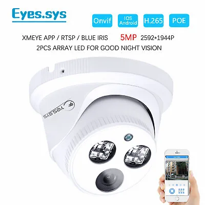 Eyes.sys H.265 5MP 2592*1944P CCTV ARRAY POE IP Meta Dome Camera RTSP NVR • £37.89