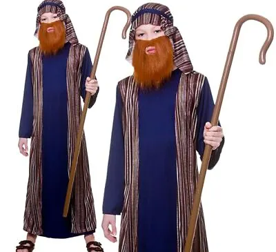 Child SHEPHERD Nativity Christmas Fancy Dress Costume Inn Keeper Boys Or Beard • £6.95