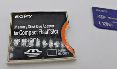 Sony AD-MSCF1 Memory Stick Duo To Compact Flash Adapter With 128 MB Duo Card • $40