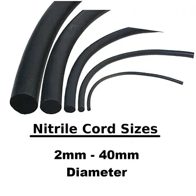 Solid Nitrile Rubber O-Ring Cord Oil Water Seal Gasket 2mm To 25mm Dia Per Metre • £2.40