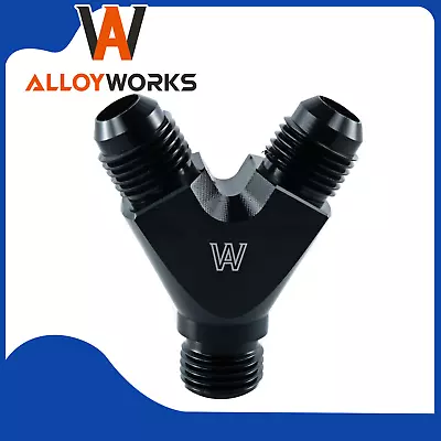 BLACK -6AN  Y  Block Fuel Y Fitting Junction Coupler 6/6/6 T -6/-6/-6 US • $11.69