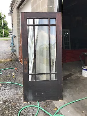 MAR 327 Antique Oak Nine Light Beveled Glass Entry Door 35.75 X 79.5 • $495