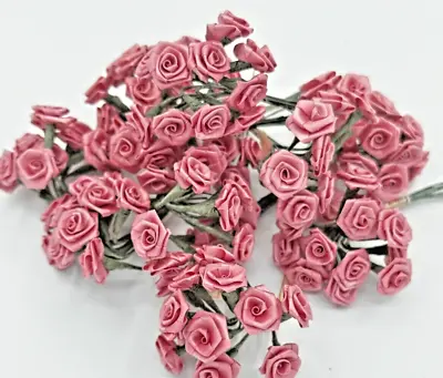 Vintage Lot Pink Roses Faux Flowers Millinery Bouquets (10 Dozen) Wire Crafting • $60