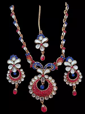 $39.95 • Buy Kundan  Necklace Earrings Set Indian Bollywood Wedding Artifical Jewellery