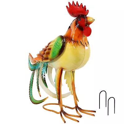 Romeo The Rooster Outdoor Metal Statue - 16 In By Sunnydaze • $59.95