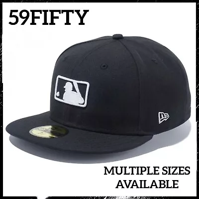 New Era 59Fifty MLB Logo Fitted Cap Umpire Hat Black White Major League Baseball • $94