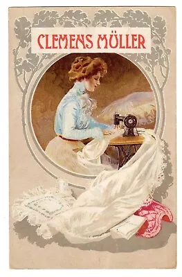 Postcard Trade Card German Clemens Muller Sewing Machine (np) • $55