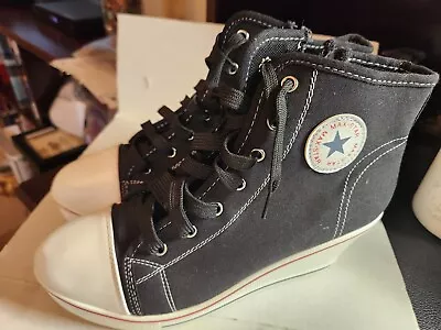$16 • Buy Yufu Star Max Star High Top High Heel Black Sneakers Size EU53 US 12 Woman's
