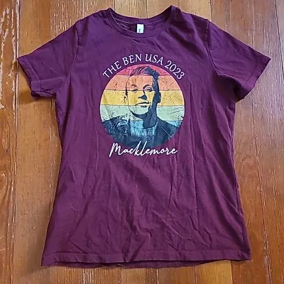 Macklemore Womens T Shirt Medium Burgundy The Ben USA Tour Rainbow • $9.99