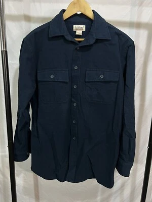 $40 • Buy VTG LL BEAN Shirt Mens Medium Button Up Long Sleeve Chamois Cloth Navy Blue