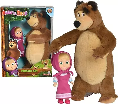 Masha And The Bear Jada Toys Masha Plush Set With Bear And Doll Toys For Kids • $39.46