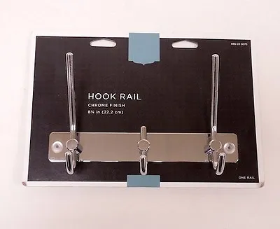 085-03-0075  8 3/4  3 Hook Coat/Hat Rail Chrome • $21.99