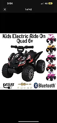 Kids Electric Ride On Quad Bike 6v  18-48 Months Black  • £100