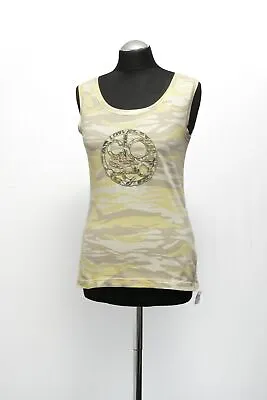 Closed Ladies Vest Top M Yellow Camouflage Crew Neck Applique Cotton • $37.42