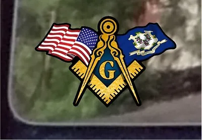 ProSticker 042 (One) 3  X 5  American Connecticut Flags Masonic Decal Sticker  • $7.95