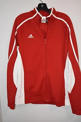 $16 • Buy Vintage Adidas Red Black  3 Stripe Classic Track Jacket Mens Med Zip Climalite