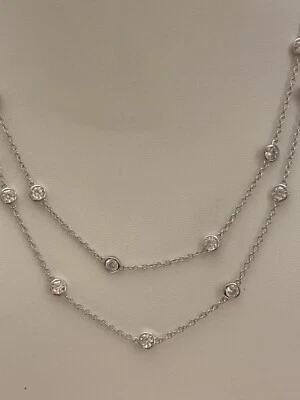 $59 • Buy 925 Sterling Silver Faceted CZ By The Yard Necklace RHODIUM PLATED 16”-60”