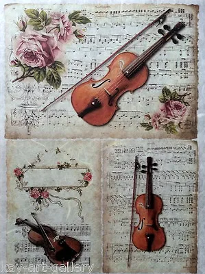 Rice Decoupage Paper / Music & Roses / Craft  / Decoupage Sheets / Scrapbooking • £1.99