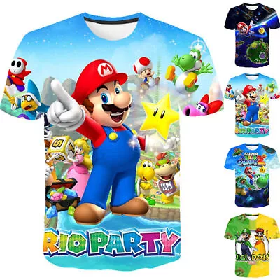 Super Mario T-shirt Kids Boys Girls Unisex Short Sleeve Top T Shirt* • £6.39