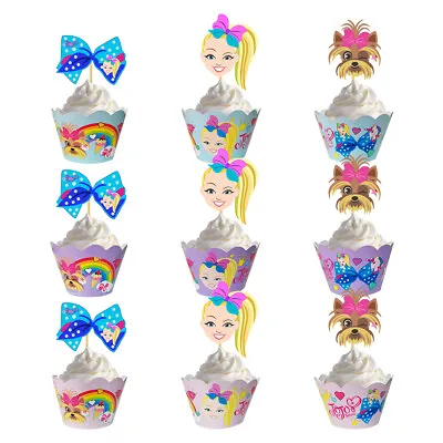 12x Jojo Siwa Cupcake Wrapper & Topper. Party Lolly Loot Bag Cake Banner Bunting • $11.50