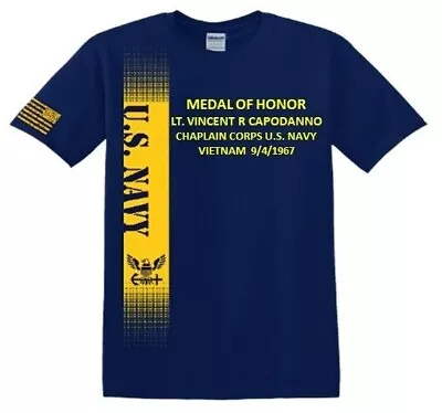 Medal Of Honor* Lt Vincent R Capodanno *vinyl&silk Screen*navy Licensed Shirt • $36.95