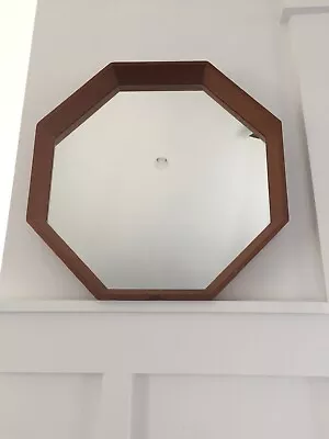 Mid Century Modern Danish Modern Teak Octagonal Mirror-Signed Made In Denmark • $350