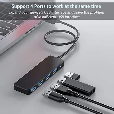 USB Hub 3.0 Splitter With 4ft Extension Long Cable Cord 4-Port Ultra-Slim Multi • $8.74