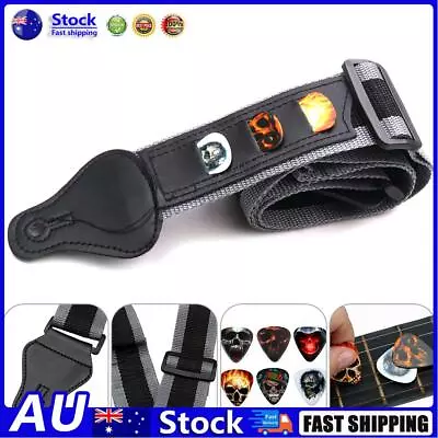 $9.47 • Buy AU Adjustable Electric Guitar Strap With 6 Picks Paddles Acoustic Guitar Belts