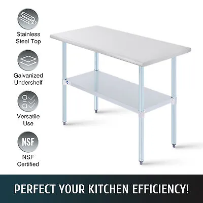 Commercial Stainless Steel Prep Table W Backsplash Adjustable Shelf Feet 48x24 • $113.91