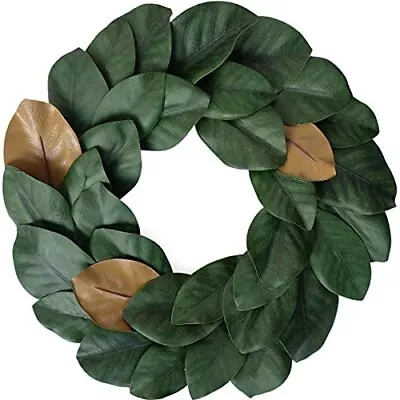 Flora Wreath Artificial Magnolia Leaf Grapevine Wreath 17 Inches For Wedding ... • $25.57