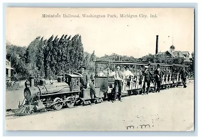 1919 Miniature Railroad Train Washington Park Michigan City Indiana IN Postcard • $19.97