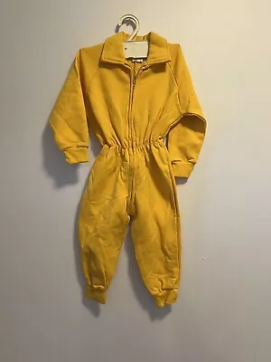 Vintage Security Yellow Fleece Collared Jumpsuit Size 1 Kids - Retro Made In AUS • $45