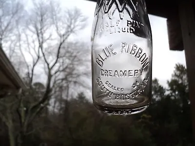 $16 • Buy Vintage - - Blue Ribbon Creamery Half Pint Milk Bottle South Boston Virginia  Va