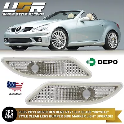 Euro Clear Front Bumper Side Marker Lights For 05-11 Mercedes R171 SLK Class • $44.95